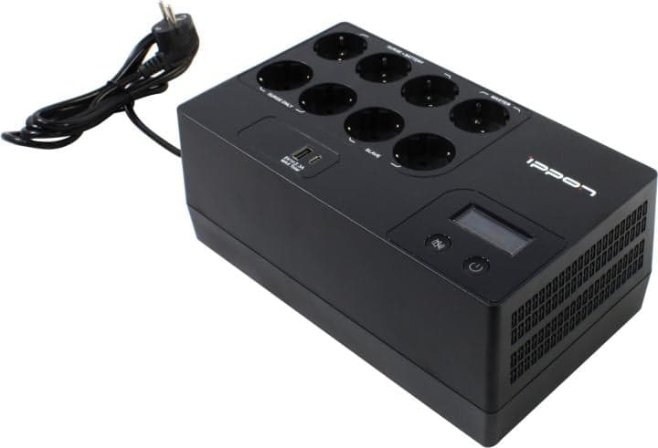 UPS 650VA Ippon Kirpich 650 <2003035> Schuko, LCD, USB, 2xUSB для зарядки мобильных устройств