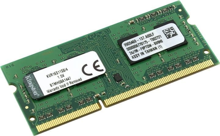 Kingston ValueRAM <KVR16S11S8/4(WP)> DDR3 SODIMM 4Gb <PC3-12800> CL11 (for NoteBook)