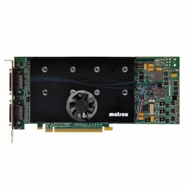MURA-MPX40HF Matrox MURA-MPX40HF 4 outputs PCIe x16 (Gen2) 2GB1 64 Gbit/sec, SL-DVI 2048x1152 RGB (VGA) 2048x1536