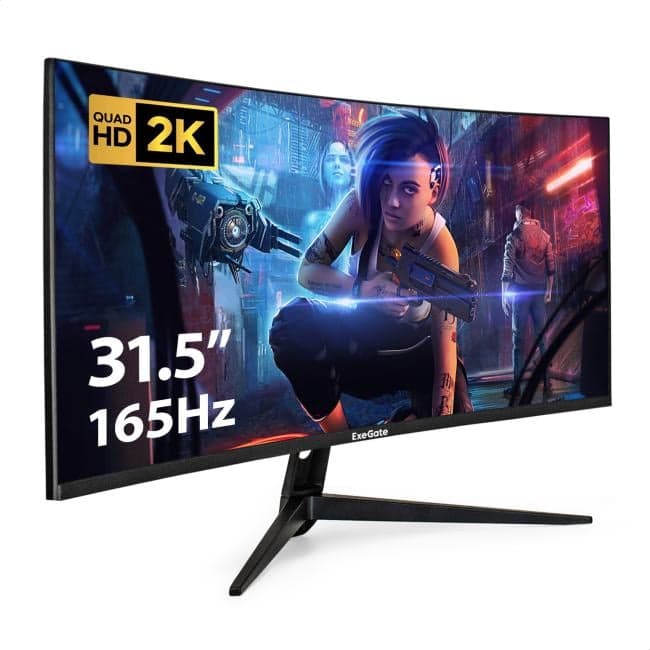 EX299470RUS Монитор изогнутый игровой с аудио 31.5" WQHD 165 Гц ExeGate Combat EC3200TA (VA Curved R1500 LED Grade A+