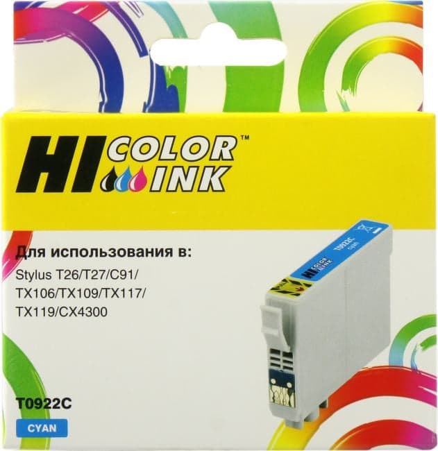 Картридж Hi-Color T0922C Cyan для Epson St C91/CX4300/T26/T27, TX106/109/117/119