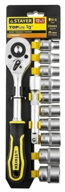 STAYER RSS 12L, 12 предм., (1/2"), набор торцовых головок (27750-H12)