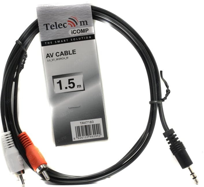 Telecom <TAV7183-1.5M> Кабель Jack3.5-M --> 2RCA-M 1.5м