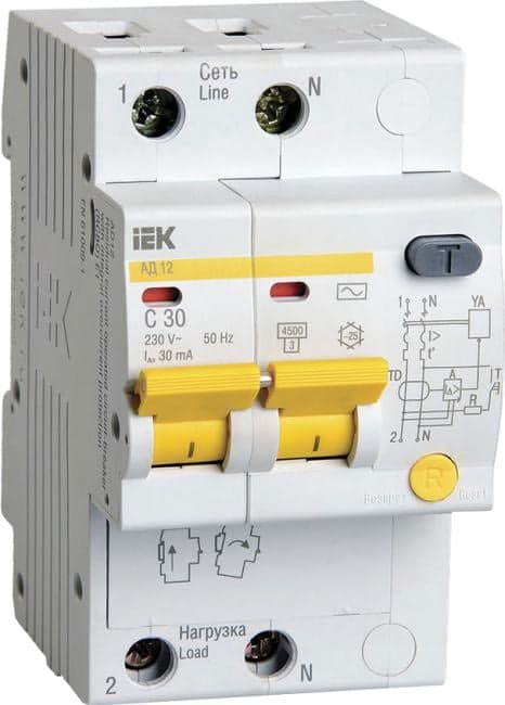 Автоматический выключатель дифф. тока (АВДТ) IEK MAD10-2-032-C-030 АД12 2Р 32А 30мА