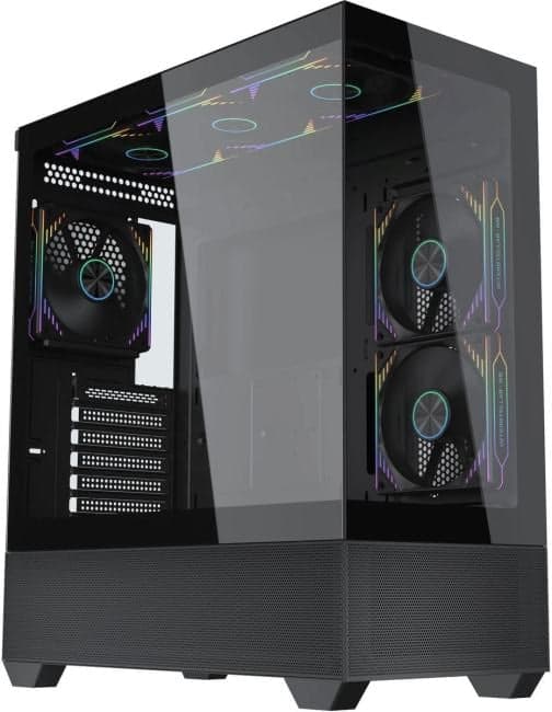 Корпус Accord ACC-EL1B TG черный без БП ATX 2xUSB2.0 1xUSB3.1 audio bott PSU
