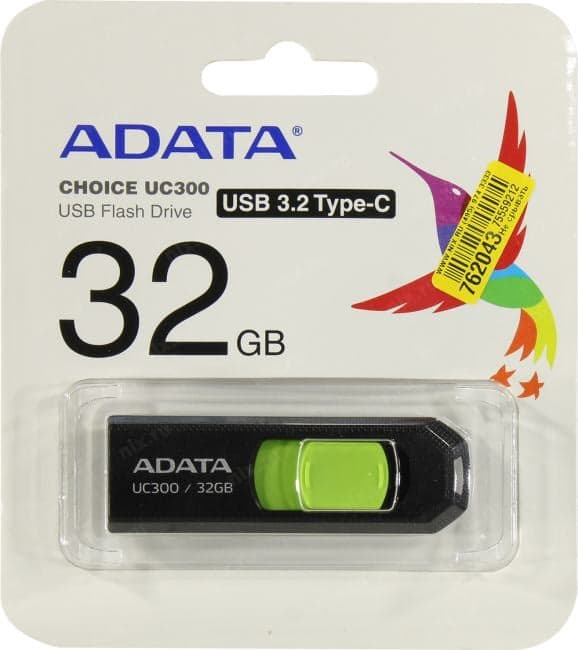 ADATA UC300 <ACHO-UC300-32G-RBK/GN> USB3.2-C Flash Drive 32Gb