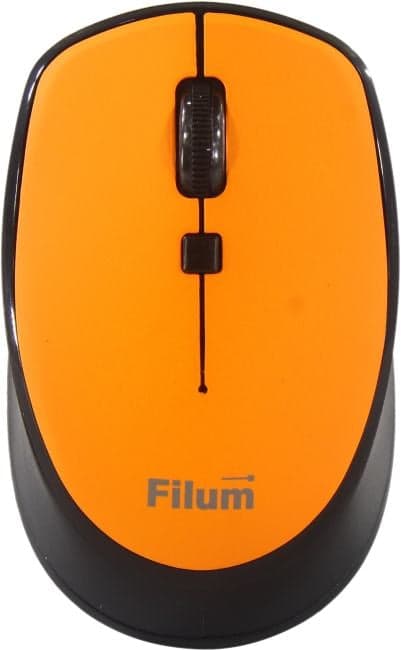 Filum Wireless Mouse <FL-MW10-OE> (RTL) 4btn+Roll, беспроводная питание АА 1 шт., оранжевый, Windows X