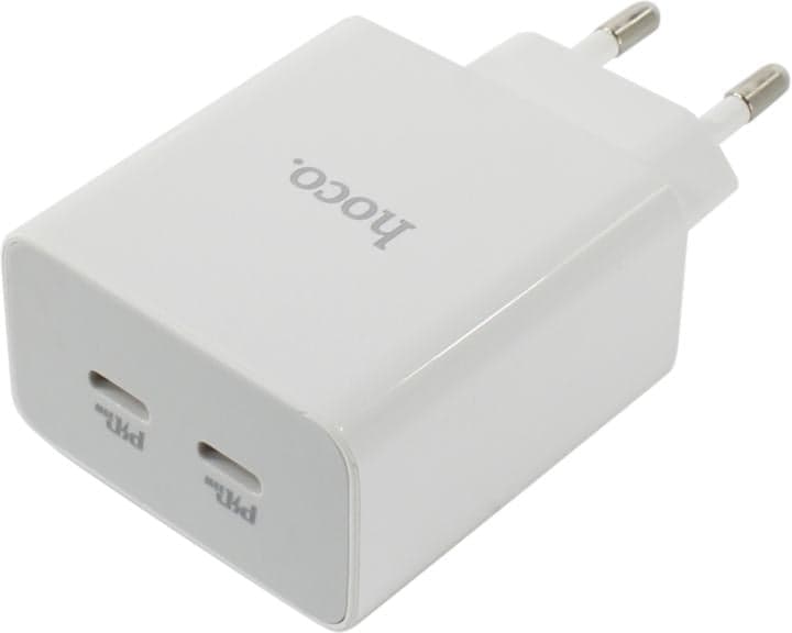 Hoco <C108A White> Зарядное устройство USB (Вых. DC5/9/15/20V, 35W, 2xUSB-C)