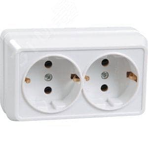 IEK ERO21-K01-16-DC РС22-3-ОБ Розетка 2местн. с з/к 16А откр.уст. ОКТАВА (белый)