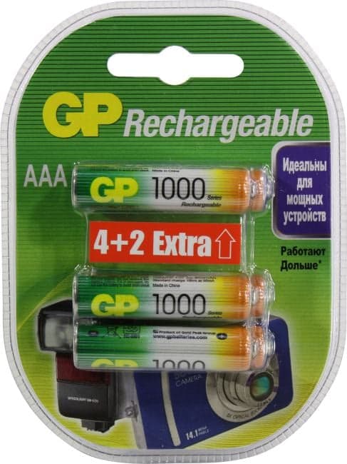 Аккумулятор GP 100AAAHC-6 (1.2V, 950mAh) NiMh, Size "AAA" <уп. 6 шт>