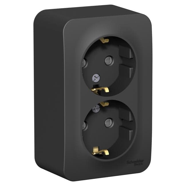 Schneider Electric BLNRA011216 BLANCA О/У РОЗЕТКА двойная с заземл. со шторк. ИЗОЛ.ПЛ.,16А,250В,АНТРАЦИТ