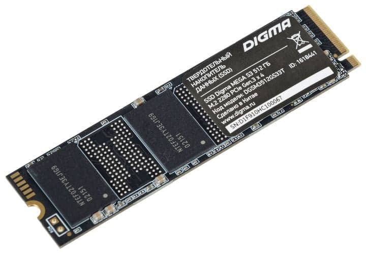 SSD Digma PCI-E x4 512Gb DGSM3512GS33T MEGA S3 M.2 2280