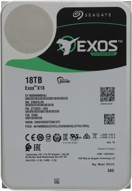 HDD 18 Tb SAS 12Gb/s Seagate Exos X18 <ST18000NM004J> 3.5"