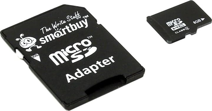 SmartBuy <SB8GBSDCL4-01> microSDHC 8Gb Class4 + microSD-->SD Adapter