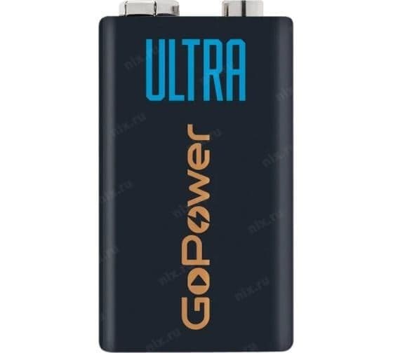 GoPower 00-00026400 Батарейка/ Батарейка GoPower ULTRA Крона 6LR61 BL1 Alkaline 9V (1/10/240) (1 шт.)