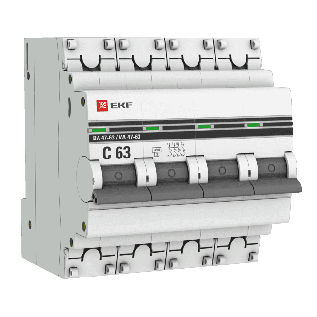 EKF mcb4763-4-63C-pro Выкл. авт четырехполюсный 63А С ВА47-63 4.5кА PROxima (mcb4763-4-63C-pro)