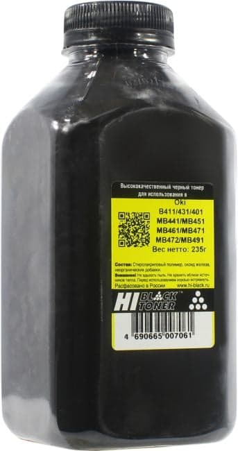 Тонер Hi-Black для Oki B411/431/401/MB441/MB451/MB461/MB471/MB472/MB491, Bk, 235 г, банка