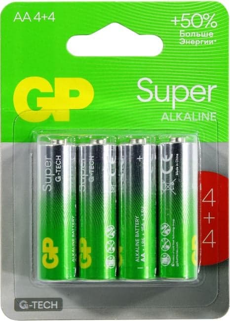 Аккумулятор GP 15AA214/4-8 (LR6) Size AA, щелочной (alkaline) <уп. 8 шт>