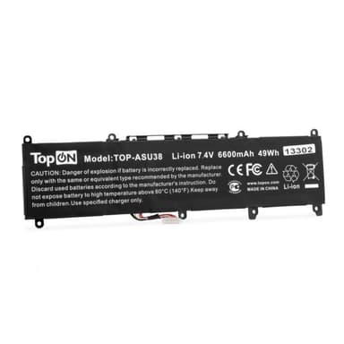 TopON TOP-ASU38 Аккумулятор для ноутбука Asus VivoBook U38N-C4004H. 7.4V 6600mAh. PN: C31N1806.