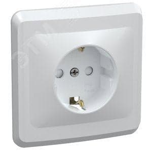 Розетка IEK ERV14-K01-16-DM 1-м СП Вега РСш10-3-ВБ с заземл. контактом и защ. штор 16А белая