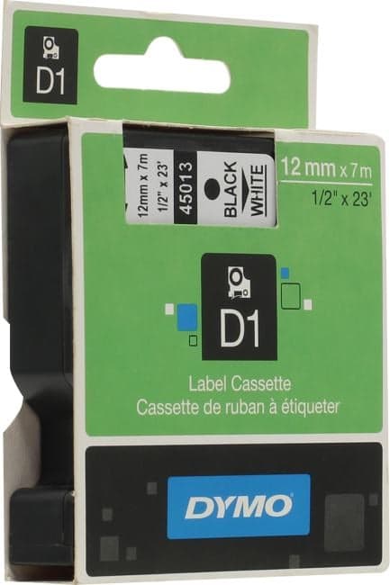 DYMO <S0720530> лента для печати этикеток (ширина 12мм, 7м, чёрный на белом)