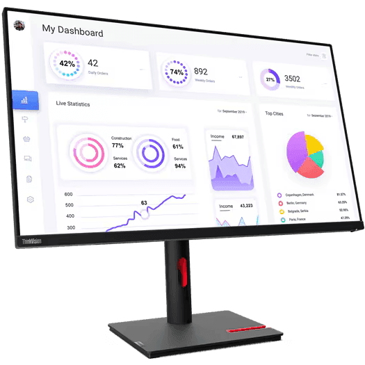 Монитор Lenovo 31.5" T32p-30, 16:9, IPS, UHD, 4ms, 350cd, 60Hz, HDMI, DP, USB, USB-C, LAN, HAS