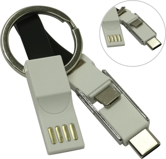 Espada <Emagn3i1 Black> Брелок-кабель USB AM-->USB-C/microUSB/ Lightning