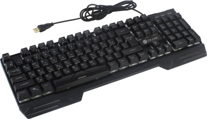 Клавиатура OKLICK 709G Black <USB> 104КЛ, подсветка клавиш <1788144>