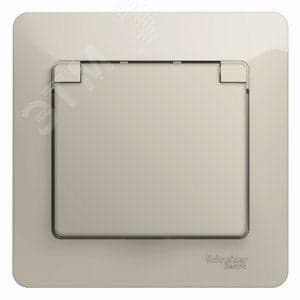 Розетка Systeme Electric GSL000946 Glossa Молочная с/з со шторками с крышкой IP20 (в сборе)