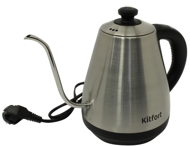 Kitfort <KT-689> Чайник для варки кофе (1л, 2100 Вт, стальной, с терморегулятором, LCD)