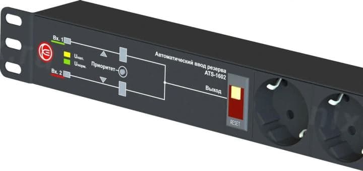 Elemy <ATS-1602> Блок силовых розеток 19", чёрный 1U, 6 евророзеток
