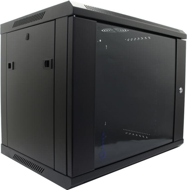 5bites <TC6401-09B> Шкаф настенный телекоммуникационный чёрный 9U 600x450, дверь стекло-металл