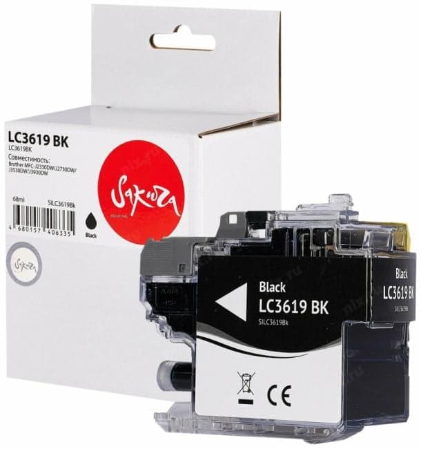 SILC3619BK Sakura LC3619Bk для Brother MFC-J2330DW/J2730DW/J3530DW/J3930DW;, черный, 68 мл., 3000 к.