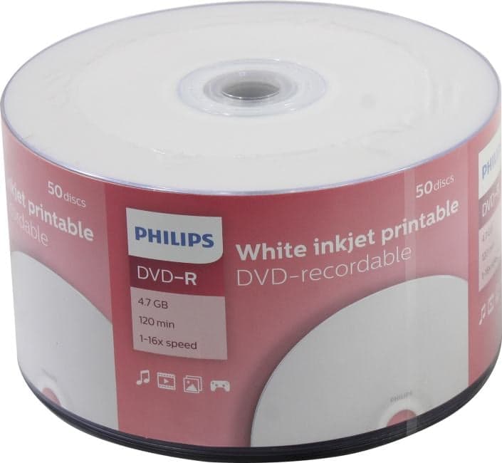 DVD-R Disc Philips 4.7Gb 16x <уп. 50 шт> (technology) printable <DM4I6U50F/97>