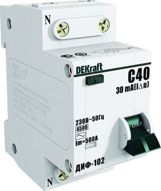 DEKraft 16006DEK Диф. автомат 1Р+N 32А 30мА тип AC х-ка С ДИФ-102 4,5кА
