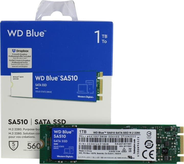 SSD 1 Tb M.2 2280 B&M 6Gb/s WD Blue SA510 <WDS100T3B0B>