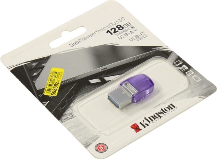 Kingston <DTDUO3CG3/128GB> DataTraveler microDuo 3C USB3.2/USB-C OTG Flash Drive 128Gb (RTL)