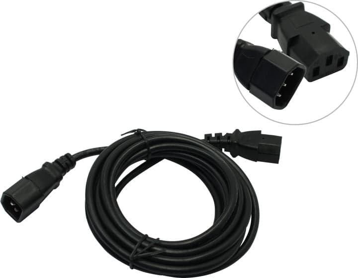 Telecom <TP020-IEC320-C13/C14-BK-3м> Кабель UPS -> устройство 220V (IEC-320-C13--> IEC-320-C14) 3м