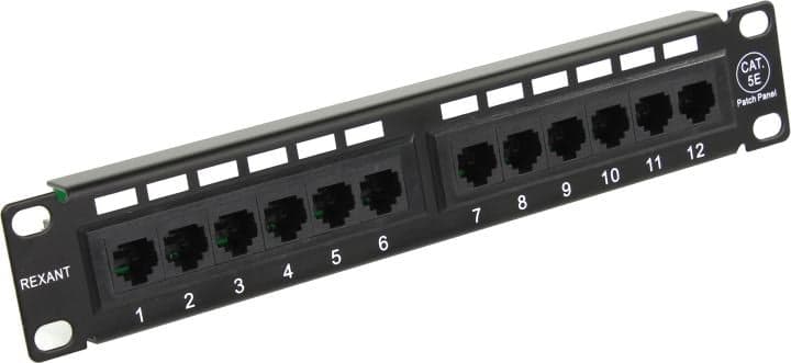 Patch Panel 10" 1U UTP 12 port кат 5e, Rexant <04-0025>