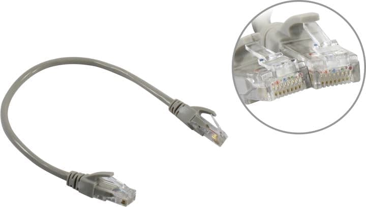 ExeGate <UTP-RJ45-RJ45-5e-CU-0.3M-GY> Patch Cord UTP кат.5e, 0.3м, серый <EX282008RUS>