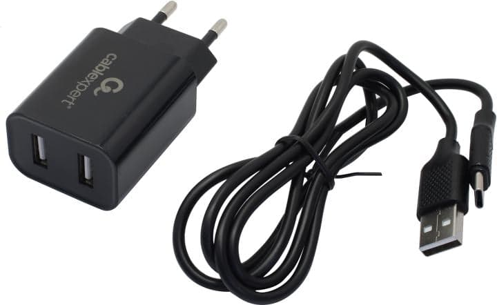 Cablexpert <MP3A-PC-37> Зарядное устройство USB (Вых. DC5V, 12W, 2xUSB, кабель USB-C)