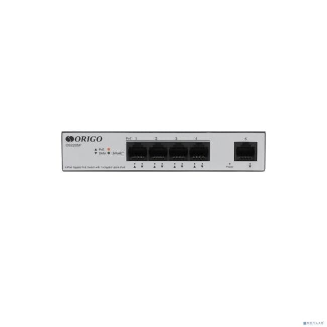 Origo OS2205P/60W/A1A Unmanaged Switch 4x1000Base-T PoE, 1x1000Base-T, PoE Budget 60W, Long-range PoE up to 250m
