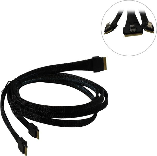 Кабель SFF8654 (x8) --> 2xSFF8654 (x4) 1м (аналог LSI 05-60004-00)