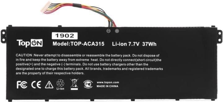 TopON TOP-ACA315 Аккумулятор для ноутбука Acer A315-51, A314-31, 7.7V 4810mAh PN: AP16M5J