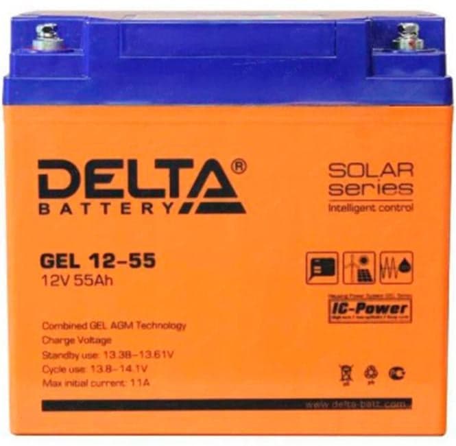 Аккумулятор Delta GEL 12-55 (12V, 55Ah)
