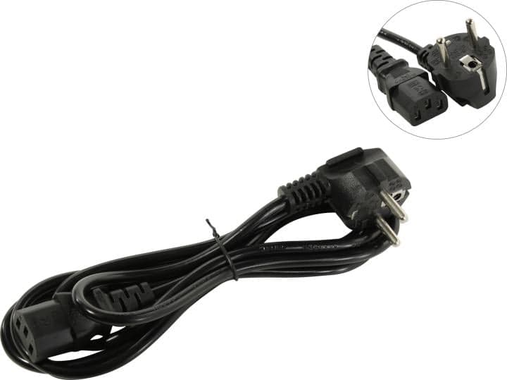 5bites <PC205-18A> Кабель компьютер - розетка 220V 1.8м Европейский стандарт, Г-образный