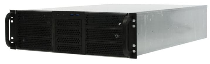 RE306-D6H4-A8-45 Корпус 3U ,6x5.25+4HDD,черный,без БП(2U,2U-redundant),глубина 450мм,MB ATX 12"x9.6",8slot