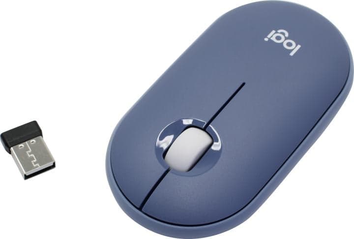 Logitech Pebble Blue Gray Wireless Mouse <910-006655> (RTL) USB 3btn+Roll