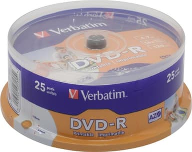 DVD-R Disc Verbatim 4.7Gb 16x <уп. 25 шт> на шпинделе, printable <43538>