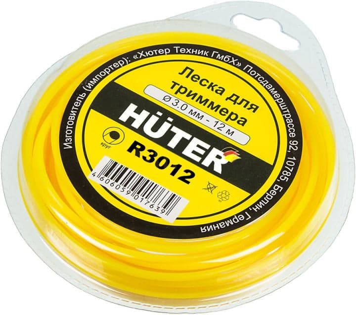 Леска для садовых триммеров Huter R3012 d=3мм L=12м для Huter GGT-1900S(T) (71/2/1)